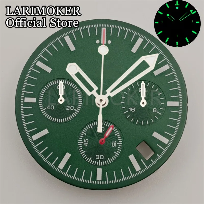 VK63LARIMOKER 31,5 mm grün grau weiß schwarz Quarzwerk Zifferblatt und VK63 Uhrzeiger leuchtendes Zifferblatt Passend für VK63 Uhrwerk – Detail 5