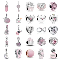 2024 Pink 925 Silver Pink Perfume Dance shoe pendant Charm Ghost Dog Bead Fit Original Bracelet Jewelry For Annversary Gifts 1