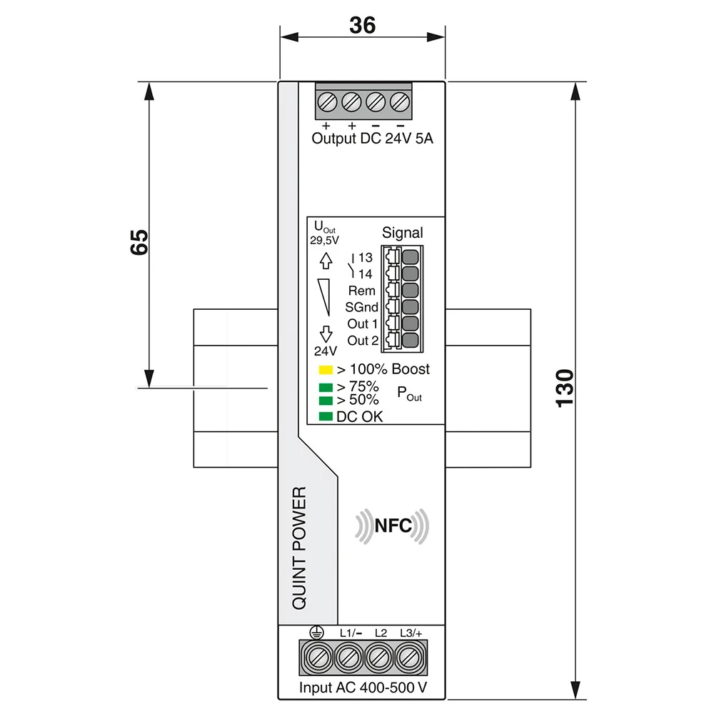 Power Supply 2904620 QUINT4-PS/3AC/24DC/5 QUINT POWER For Phoenix Output 24VDC/5A 6 Power Supply 2904620 QUINT4-PS/3AC/24DC/5 QUINT POWER For Phoenix Output 24VDC/5A - Image 4