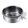 Rabbit Pet Food Dish Hamster Stainless Steel Clamp-on Water Drinker Bird Feeder Parrot Feeding Bowl Cage Cup 1