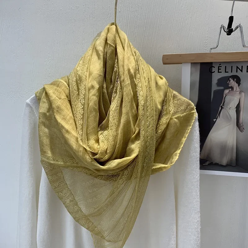 VREOVOR Sanfter Spitzen-Leinen-dünner Schal, modischer Damen-Außenschal, frühes Frühlings- und Sommer-Geschenk im ausländischen Stil – Detail 14