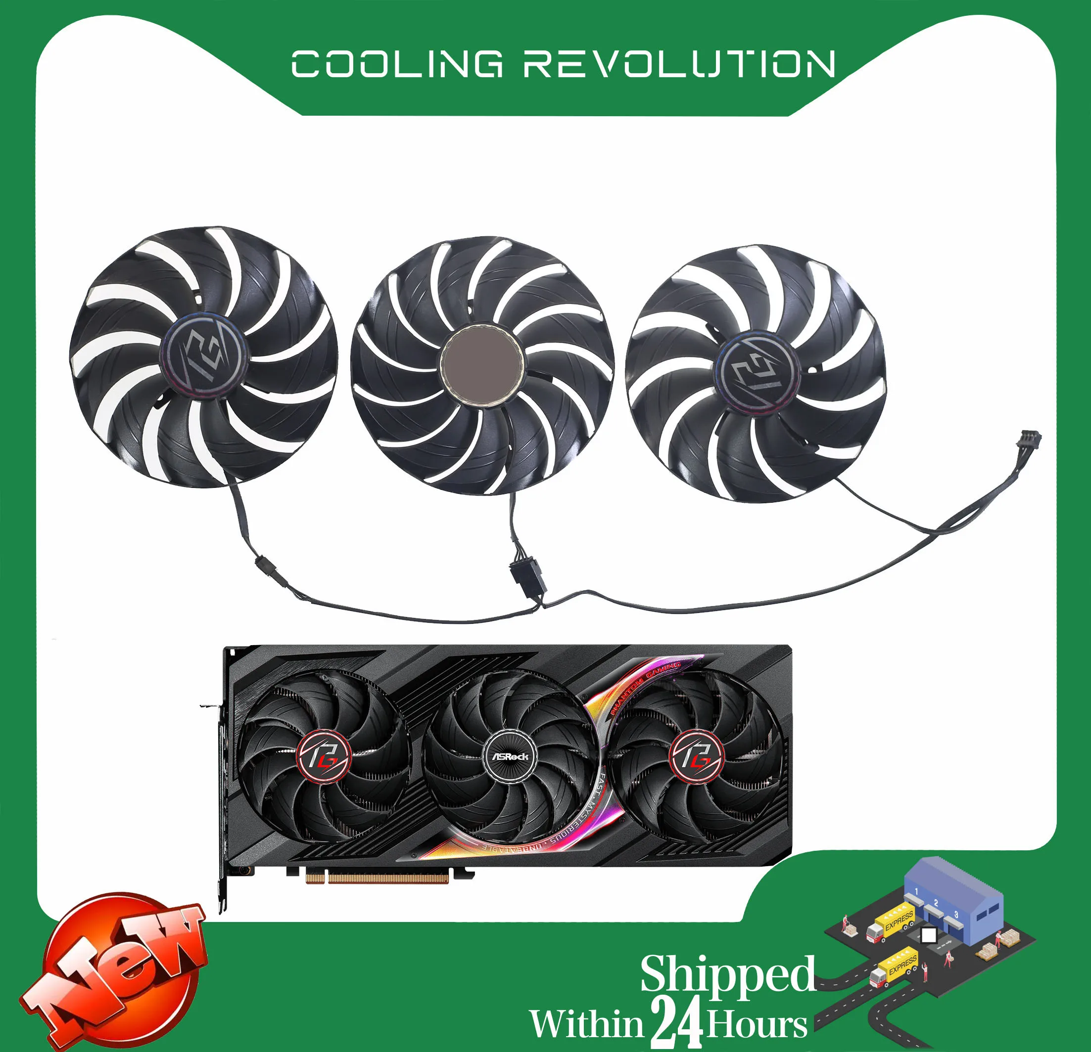 Ventola Per Scheda Grafica 98Mm Cf10H12S Dc12V 0.35A Per Ventola Asrock Radeon Rx 7800 Xt Phantom Gaming 16Gb Oc