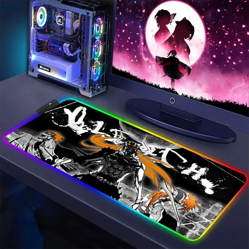 

BLEACH Large RGB Gamer Mousepad Rubber Mouse Mat 400x900mm Gaming Mousepad LED Keyboard Mats Luminous Desk Pads Mouse Pad For PC