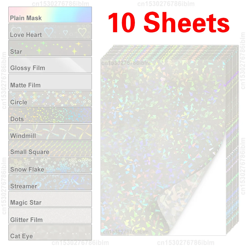 Lamination Film 10 Sheets Cold Laminating Film Waterproof Broken Glass Dots DIY Package Card Photo Laminating Film Self-adhesive A4 Paper Film