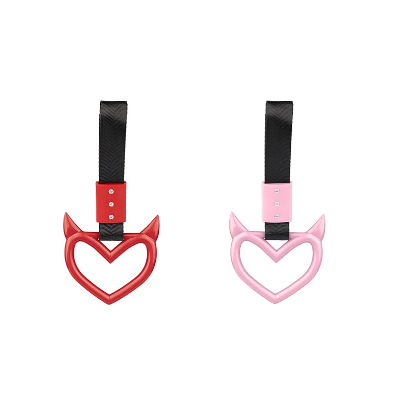 Car Tow Strap Charm Colorful Car Tow Strap Tsurikawa Ring Heart JDM Train Bus Handle Hand Strap Styling Drift Charm Auto Accessories