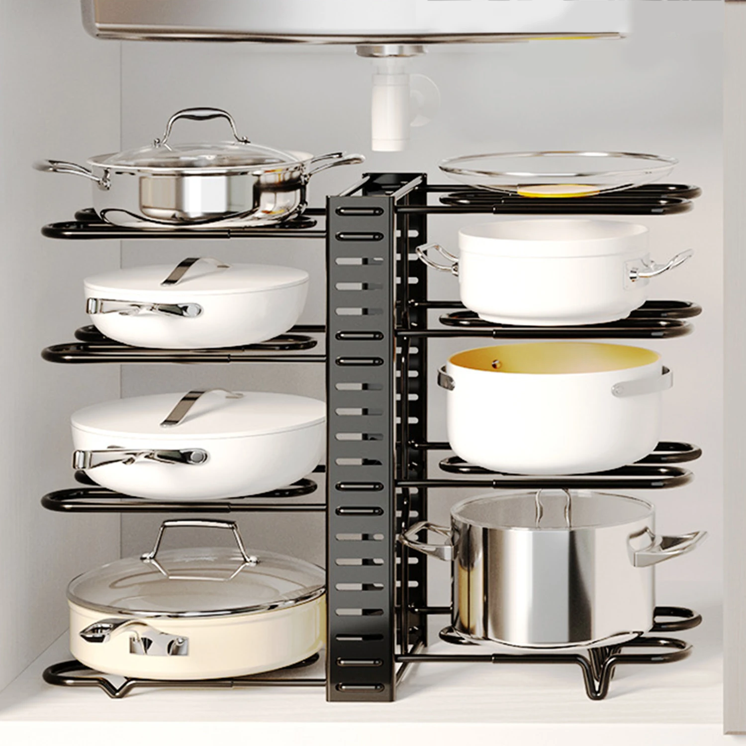 Étagère de rangement réglable pour casseroles et poêles, étagère en métal  RapDuty, support pour casseroles et légumes, armoire de cuisine, 2/3  niveaux, EvaluT1 - AliExpress