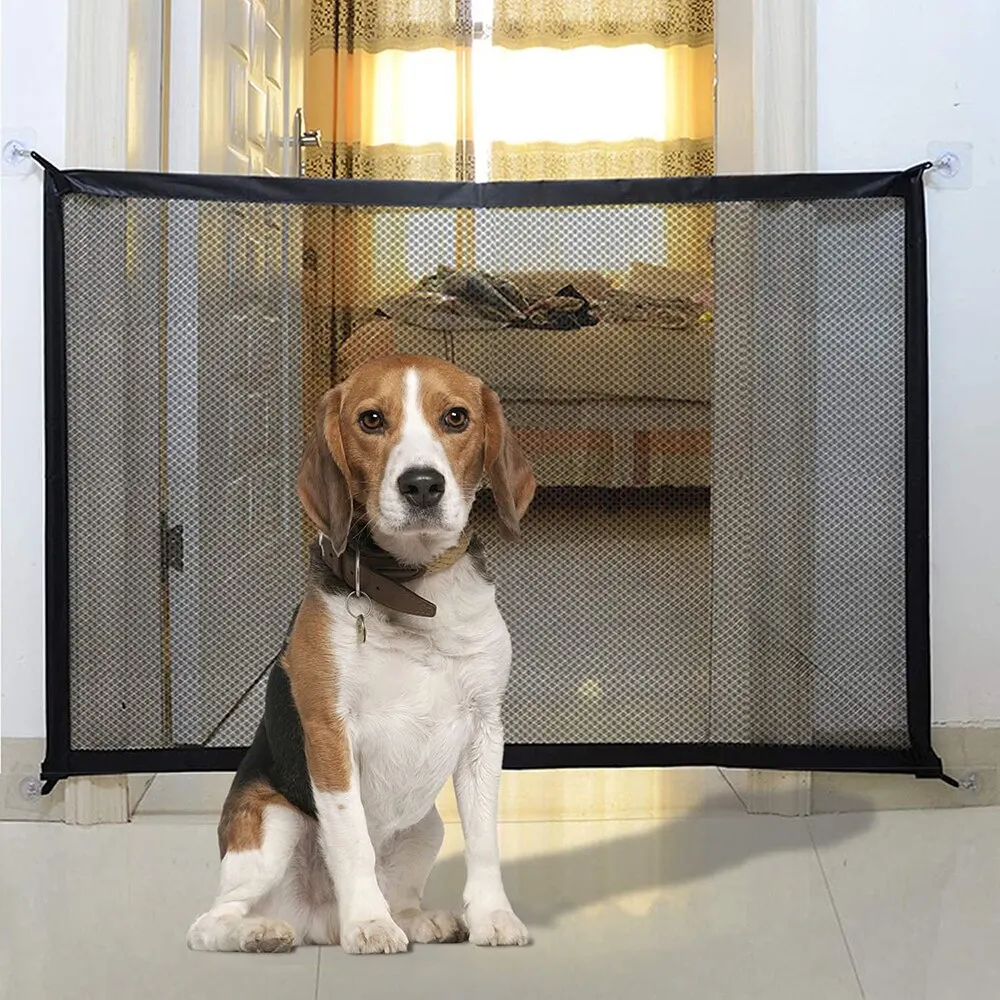 Pet Dog Fence Pet Dog Barrier Fences Folding With 4Pcs Hook Breathable Mesh Playpen Indoor Baby Gate Puppy Entrance Safety Fence