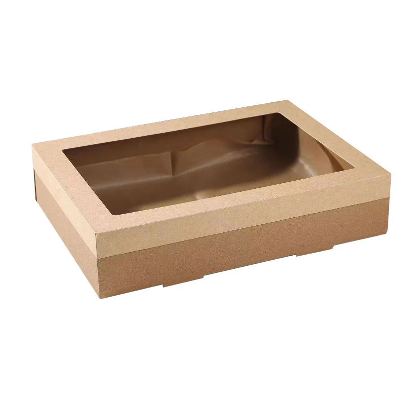 5Pcs Handmade Kraft Paper Gift Boxes With Transparent Window and Lid, Ideal for Sandwic... - SKU KPGB1112 - UGI Packaging