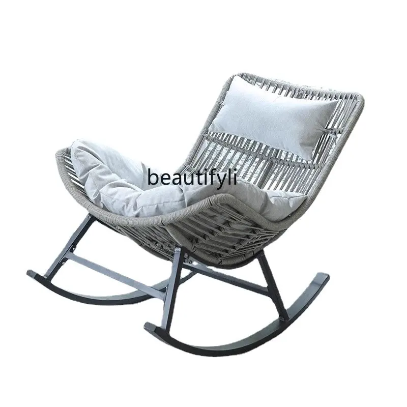 

yj Rocking Chair Recliner Light Luxury Leisure Rattan Chair Lazy Sofa Rocking Chair Balcony Leisure Chair