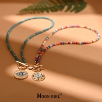 4mm Colorful Stone Choker Necklace for Women Round Evil Charm Pendant Necklace Fashion New Daily Jewelry 1