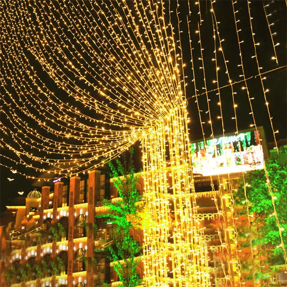 thumbnail image 4 of Guirnalda de luces para exteriores, 100 m, 200 m, 500 m, 600 m, resistente al agua, con luces parpadeantes navideñas, para enchufar, para bodas y fiestas, 220 V, 4 of 5