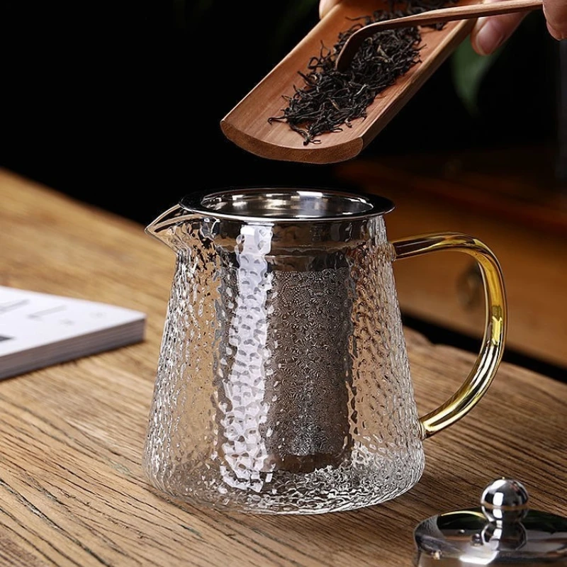 Thick glass teapot transparent large tea pot  tea maker stainless steel filter heat-resistant boiling and tea set Office TeaPot