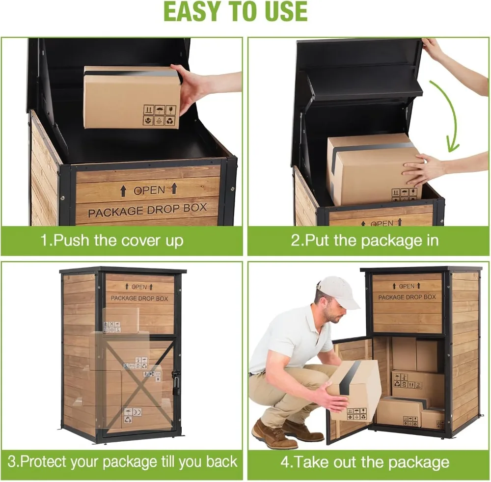 Outdoor Parcel Drop Box with Combination Lock, Weatherproof Anti-Theft Package Delivery Box for Porch Security