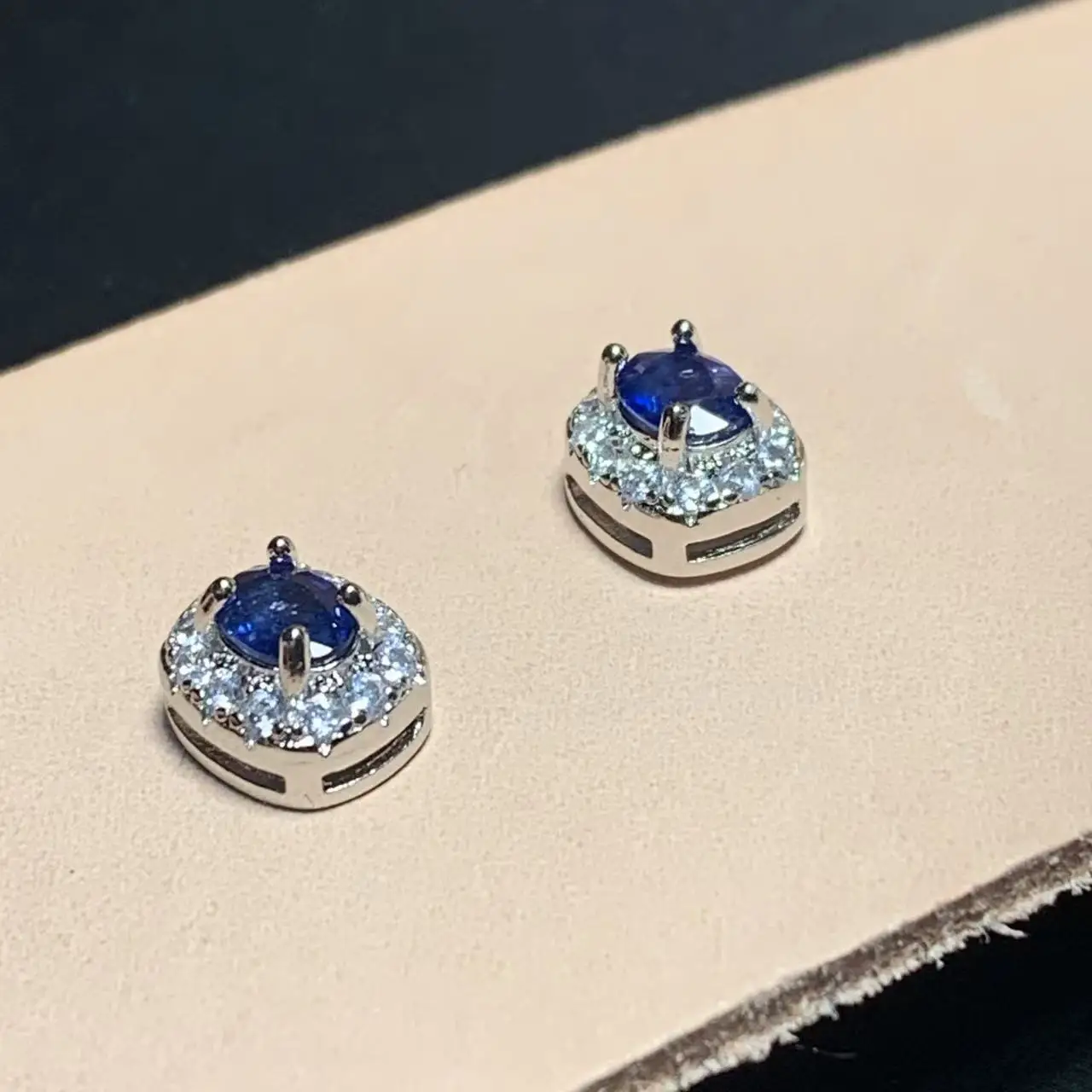 Natural sapphire Gemstone Stud Earrings for Women COPPER Wedding Handmade Jewelry Fashion Gift For Girl New