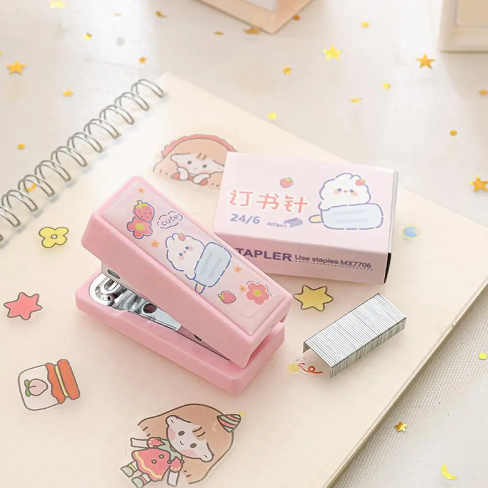 

1 Set Mini Stapler with Labor saving Cute Rabbit Pattern Students No 12 Bookbinding Machine Daily Use