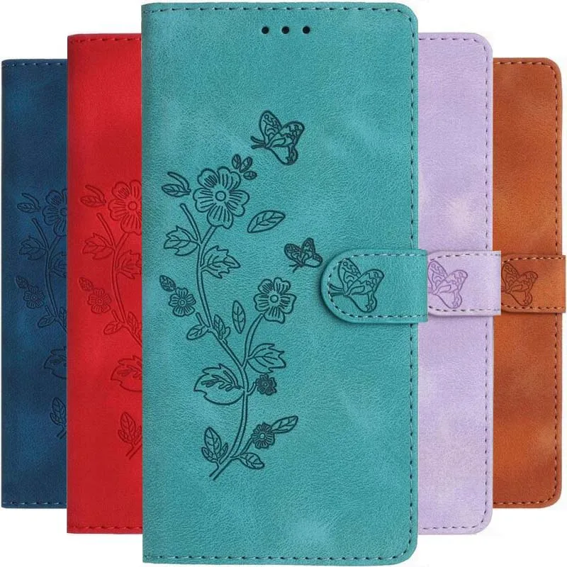 Cute Flower Butterfly Phone Back Case Per Tcl 405 406 408 40Se 403 Girl Wallet Card Holster Stand Cover D17E