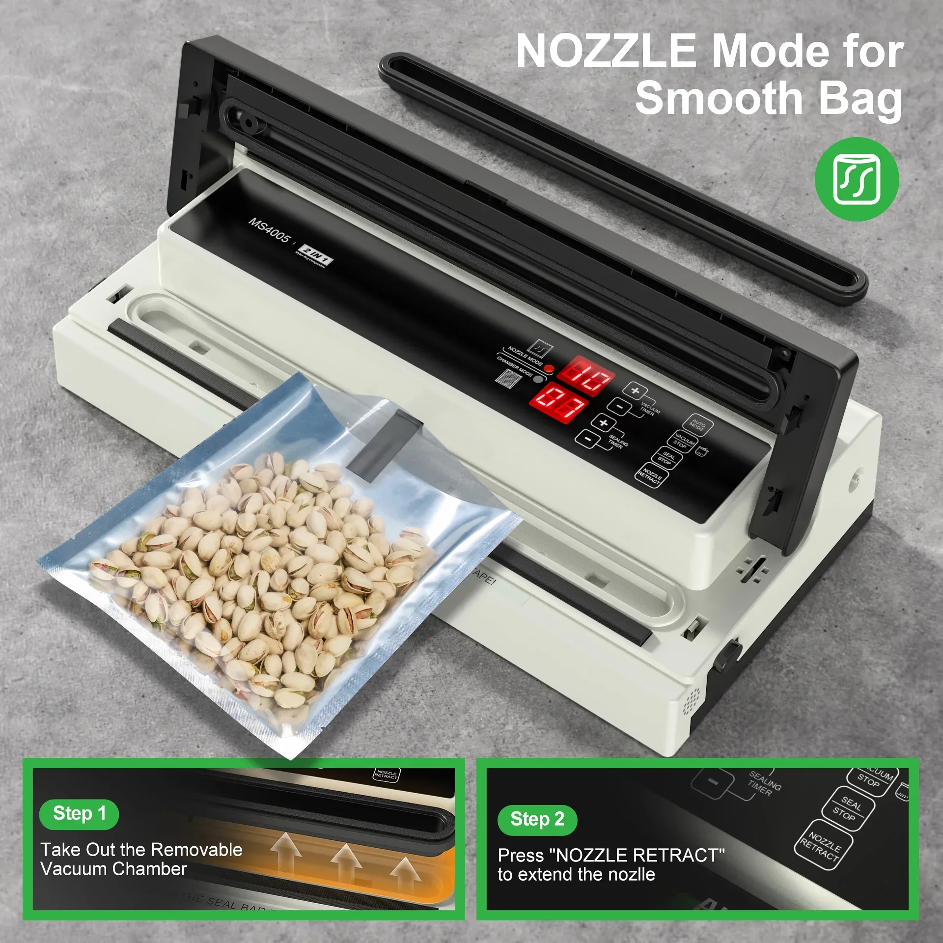 MAGIC SEAL MS4005 Commercial Vacuum Sealer Machine Meat Sealer Vacuum Packing Machine Compatible with Mylar Bags Vacuum Packer 3