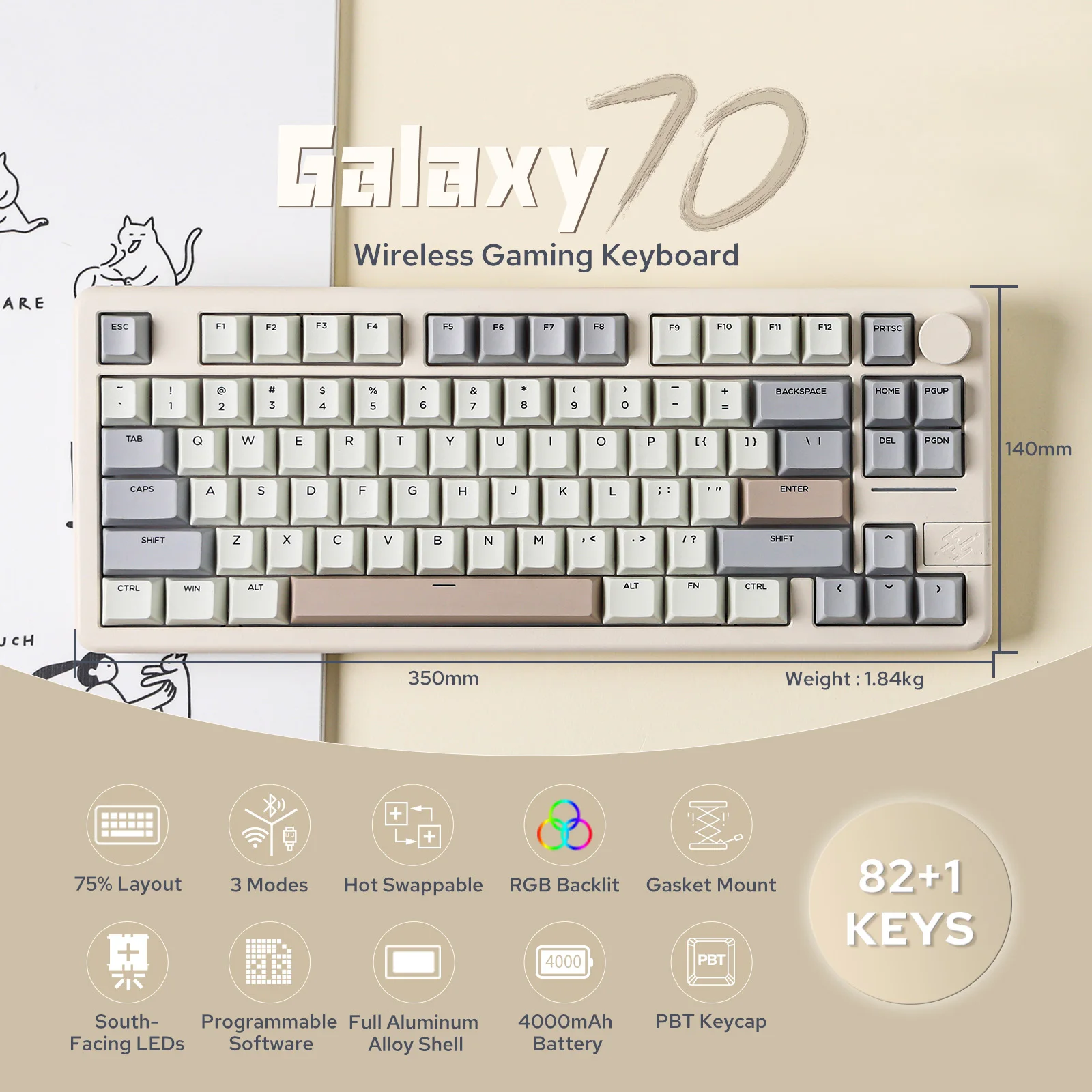 EPOMAKER Galaxy 70 75% レイアウト アルミニウム ガスケット