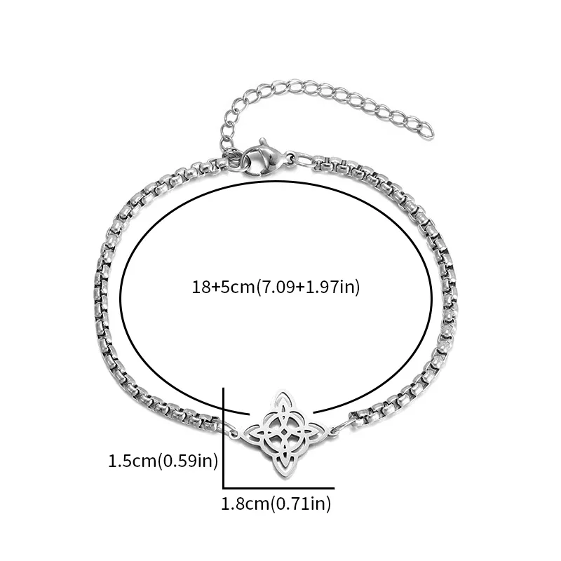 Stainless Steel Witchcraft Witch's Knot Bracelet Women's Vintage Charm Irish Lucky Amulet Jewelry Girls Gift