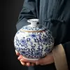 Chinese Blue and White Floral Porcelain Ceramic Vases, Tea Sugar Jar,Jingdezhen 3