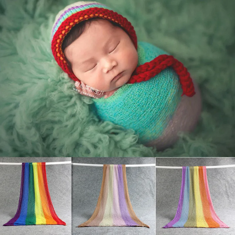 Stretch Newborn Rainbow Wraps Swaddling Baby Photography Props Photo Shooting Accessories Photograph Studio Blanket Backdrop newborn lifestyle photos