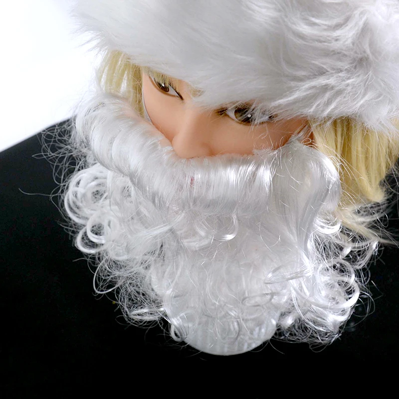 Santa White Beard Dress up Props Christmas Hat Santa Claus Fake Beard for Cosplay Christmas Gifts Party Performance Supplies