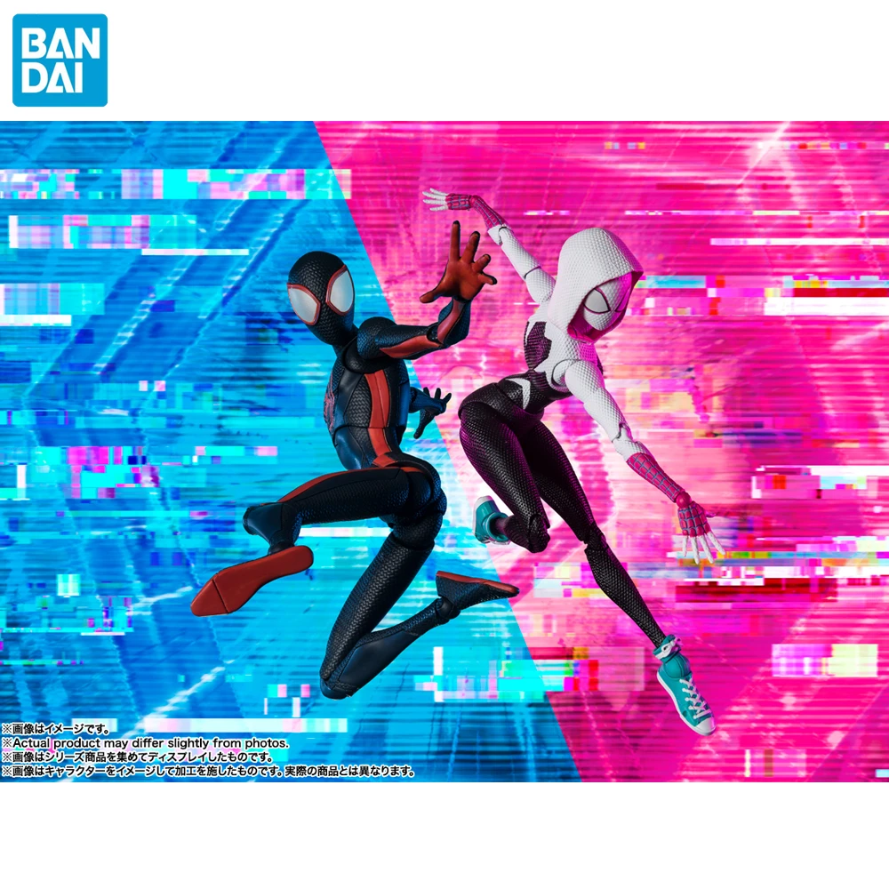 

Bandai Оригинальная фигурка S.H. Фигуртс Человек-паук через спидеркретное Аниме Фигурка шф-паук-Гвен Майлс Моралес ПВХ экшн-модель игрушки