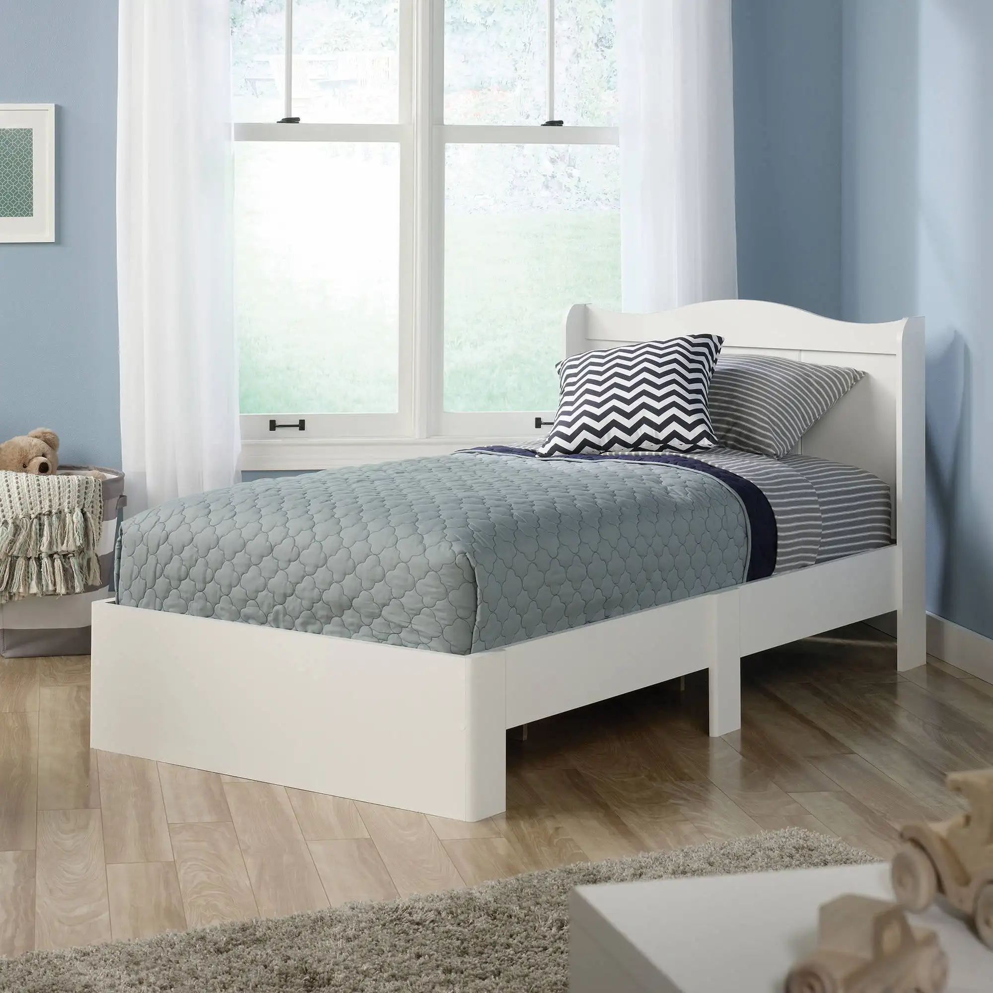 

Sauder Storybook Platform Twin Bed with Headboard, Soft White Finish