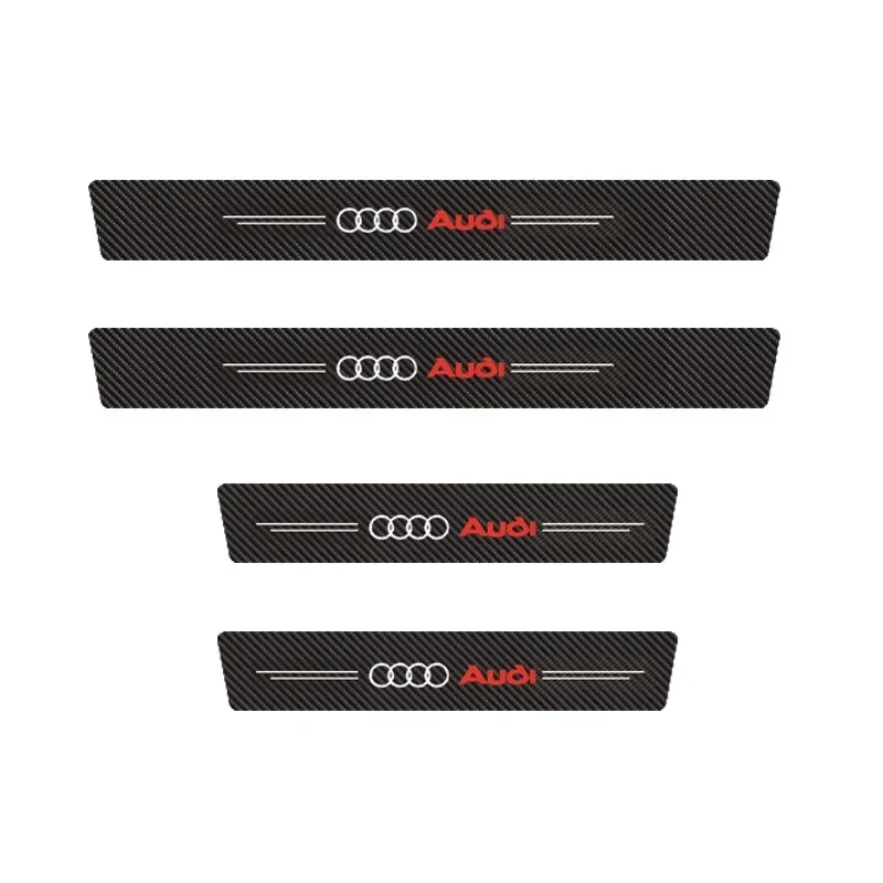Premium Car Styling Fiber Door Sill Scuff Plate Guards - Set of 4