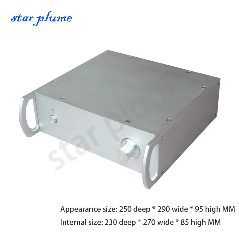 WA31 All Aluminum Power Amplifier Case Preamplifier Case Vacuum Tube Amplifier Chassis （250*290*95mm）Amp Chassis Shell DIY Box