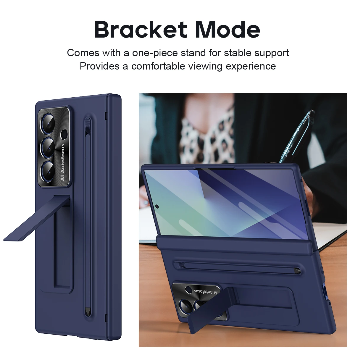 Elegant Fashion Bracket Phone Case with Front Protection Film and S Pen Holder
