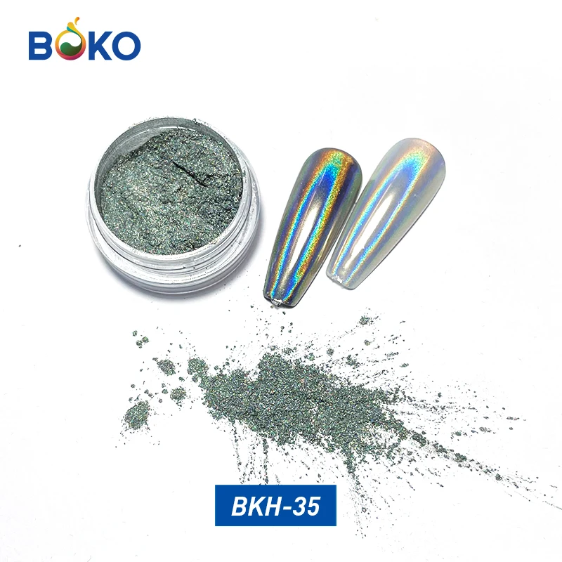 BOKO Super Holographic Nail Powder Laser Rainbow Effect Chrome Pigment Rub Dust Manicure Nail Art Decorations