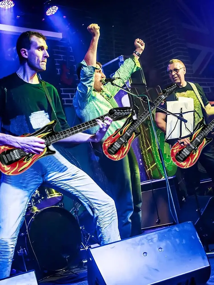 6-teiliges Aufblasbares Flammen-Gitarren-Set Aufblasbare Musikinstrumente Spielzeug-Set Geeignet für Geburtstagsfeiern und Spaßspiele – Detail 1