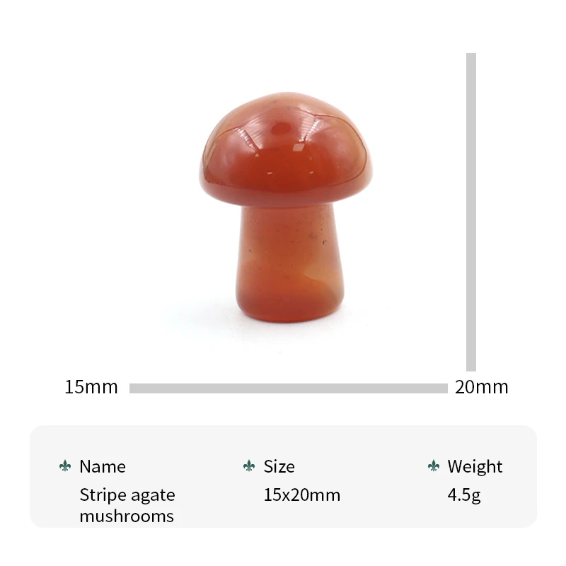 20PCS Mini Mushroom Charming Gemstones Figurine Stripe Stones Crafts  Healing Crystal Statue Wholesae Bulk 15*20mm