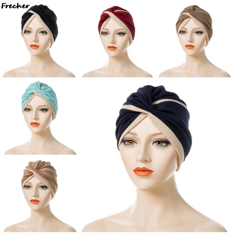 Muslim Scarf Hijabs Turbans African Headtie Braid Hat for Women Pleated Beanie Headwrap Hair Accessories Indian Bonnet Hats 4