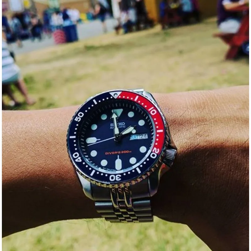 Seiko Men's Luxury Automatic Mechanical Diving Watches Stainless Steel Waterproof Calendar Coke Ring Luminous Watch SKX009K2