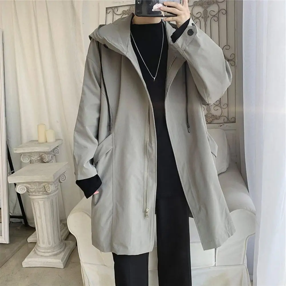 Waterproof Windbreaker Jacket Casual Men Jacket Outdoor Jackets Men Spring Autumn Mid-length Casual Hooded Coat