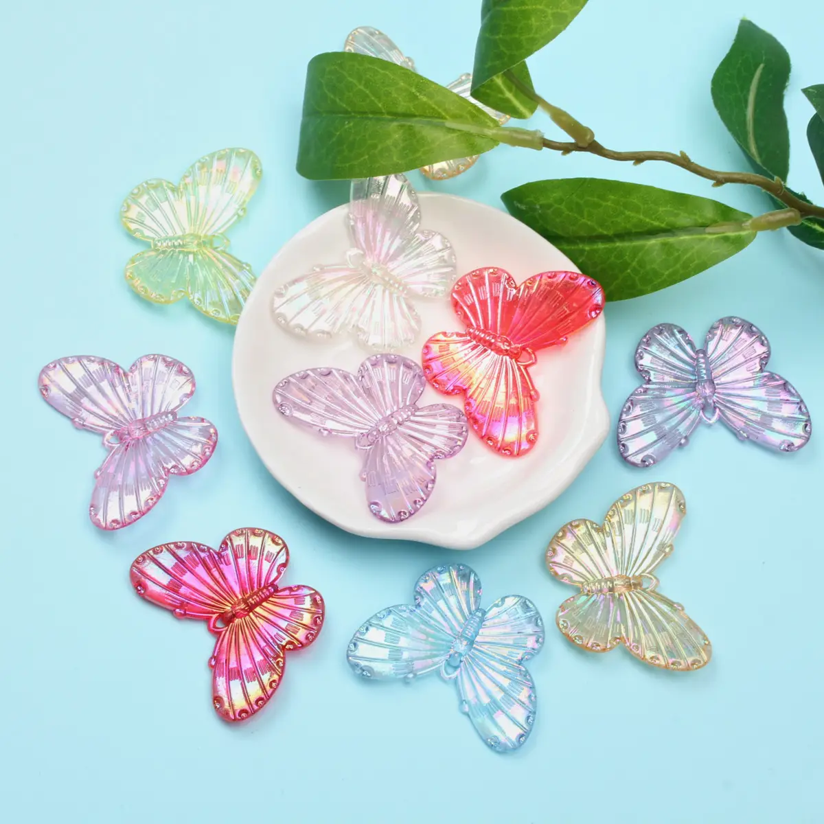 

About 40*30mm 10Pcs Colors Laser Single Hole Butterfly Pendant Beads For Jewelry Making DIY Crafts Creative Accessories