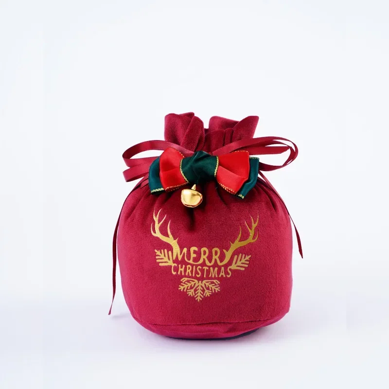 Santa Sacks Cloth Gift Bag Candy Handle Bag Christmas Tree Decorations for Home Table New Year Red Noel Xmas Presents