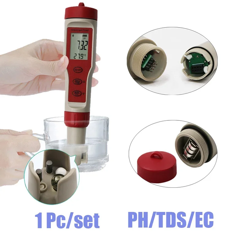 

TDS/PH/EC Water Quality Tester 3 in 1 Water Quality Detector Conductivity Pen PH Test Waterproof High-precision Measuring Tool