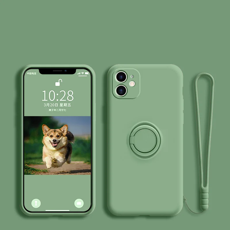 thumbnail image 1 of Liquid Silicone Ring Phone Holder Case For Samsung Galaxy S23 Ultra Plus S22 S21 FE S10 S10E S8 S9 Plus Protective Cover, 1 of 5