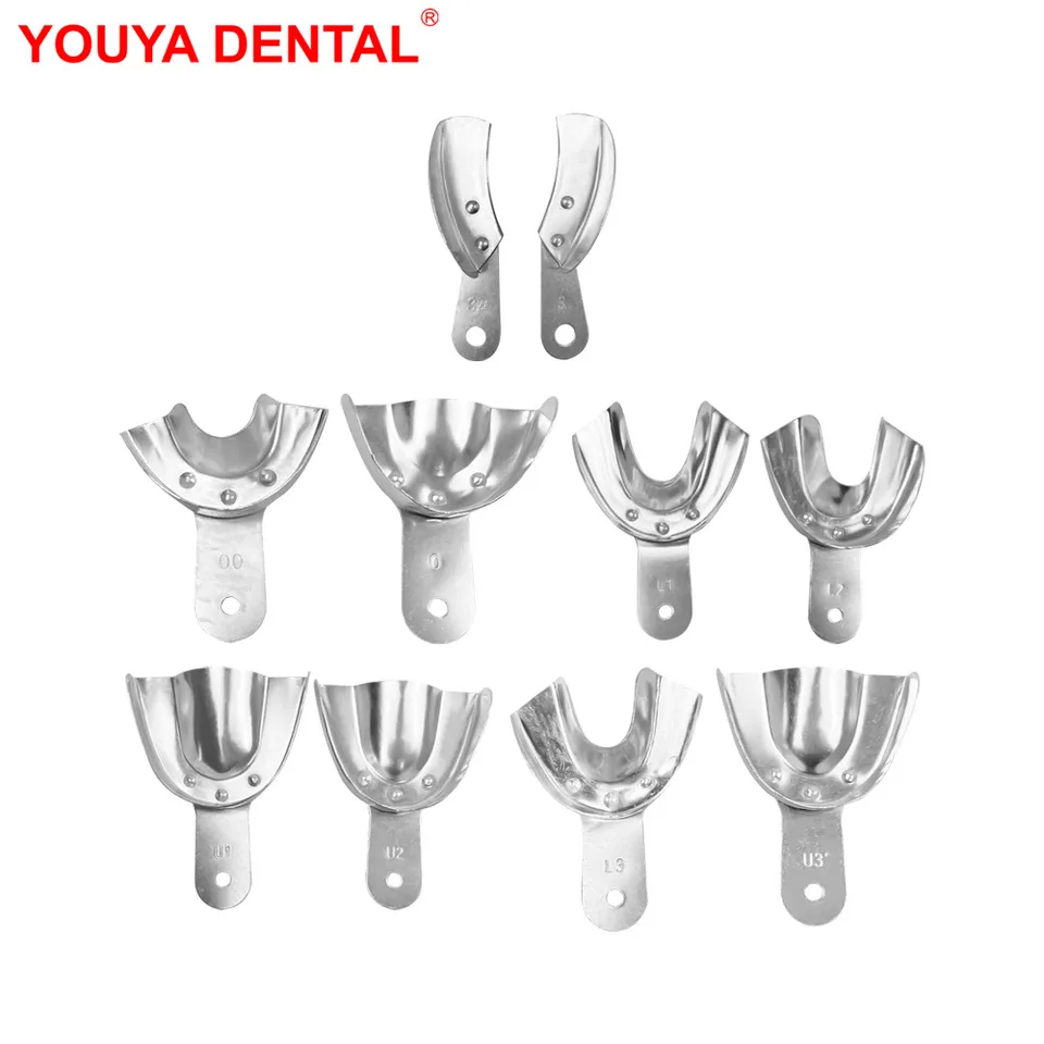 Set Da 6 Vassoi Per Impronte Dentali In Acciaio Inox – Completini – Nuovi