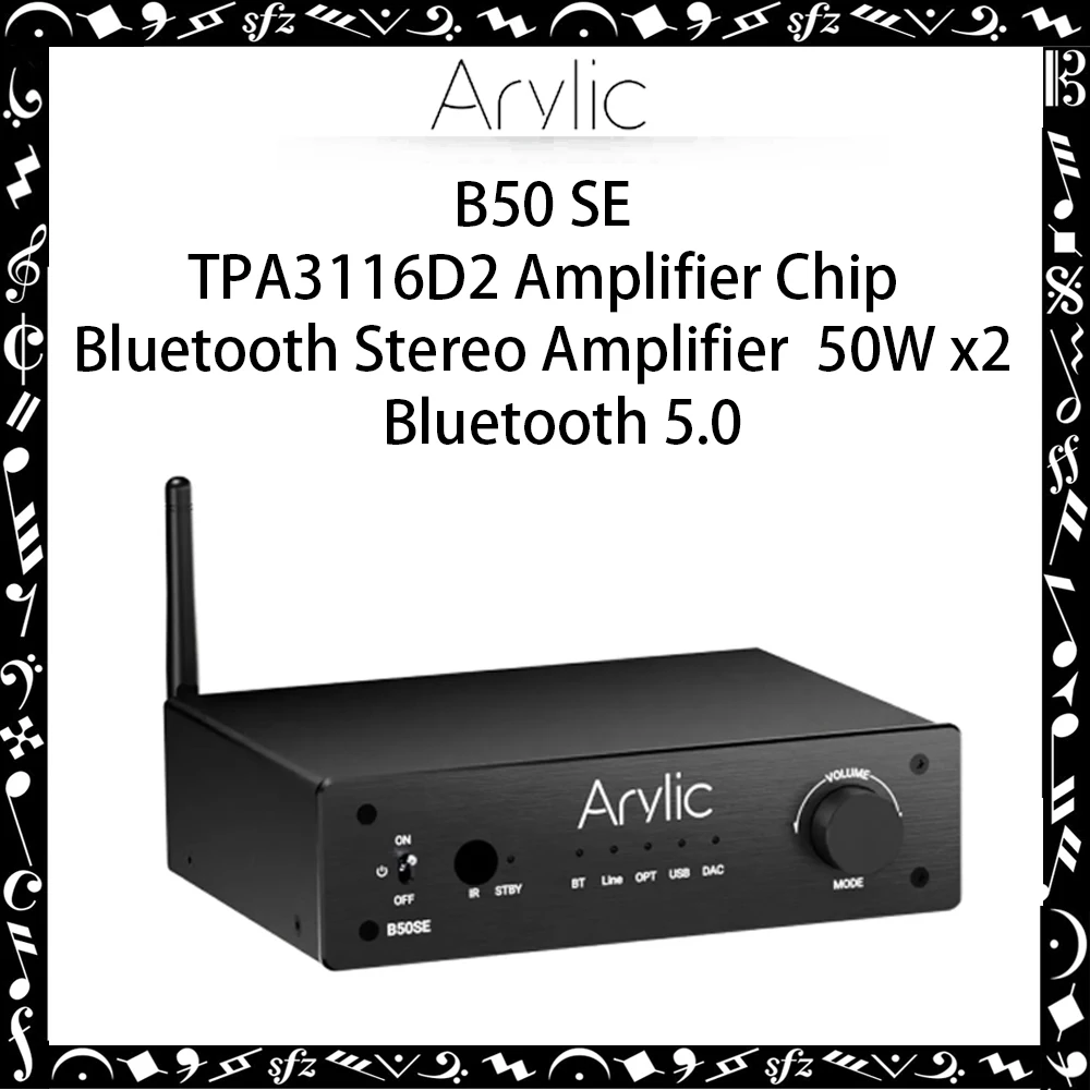 

Arylic B50 SE Bluetooth Stereo 50W x 2 Audio Amplifier Receiver 2.1 Channel Mini Class D Integrated Amp for Home Speakers