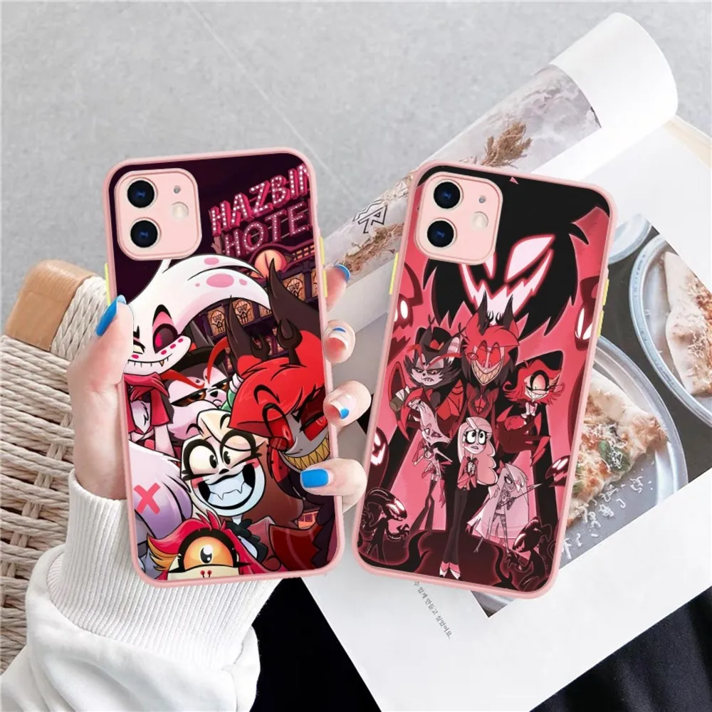 

H-Hazbin Cartoon Hotel Phone Case For iPhone 14 X XR XS 7 8 Plus 11 12 13 pro MAX 13mini Matte Shockproof Case