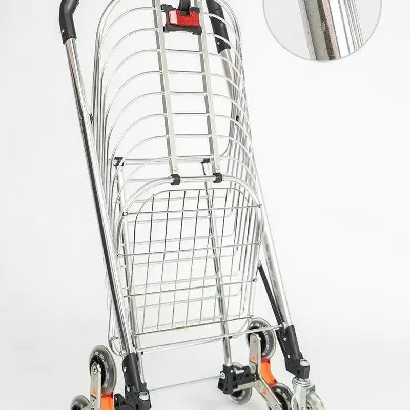 Aluminum Alloy Elderly Shopping Cart, Portable Small Pull Trailer Climbing Stairs, Household Folding Hand Trolley