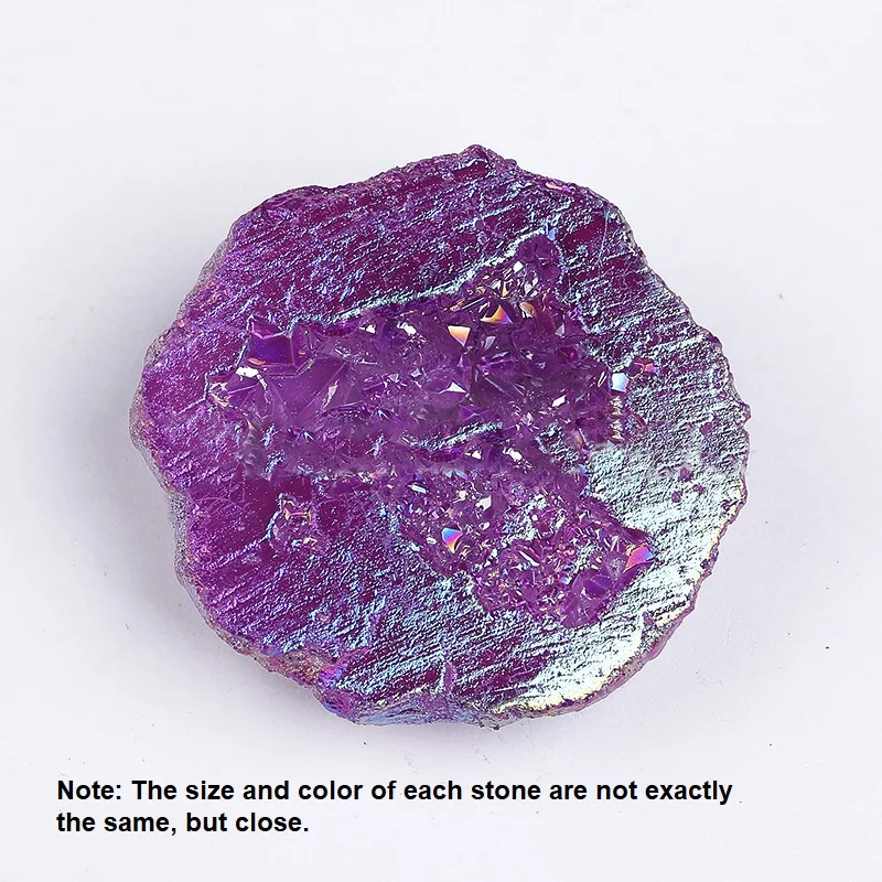 thumbnail image 1 of Piedra geoda de ágata natural irregular, piedra geoda de cristal curativa de Reiki, rocas de colores sintéticas chapadas, muestra mineral decorativa, 1 of 5