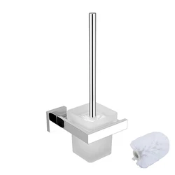 Wall - Mounted Brushed Stainless Steel Toilet Brush with Glass Holder (Mioor plated)