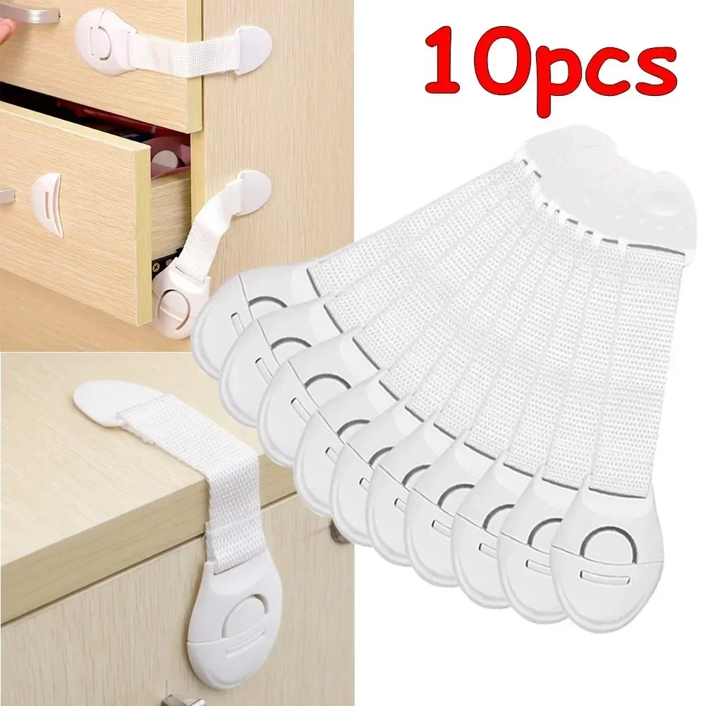 10pcs/Lot Drawer Door Cabinet Cupboard Toilet Safety Locks Baby Kids Safety Care Plastic Locks Straps Infant Baby Protection cabinet lock child lock safety lock