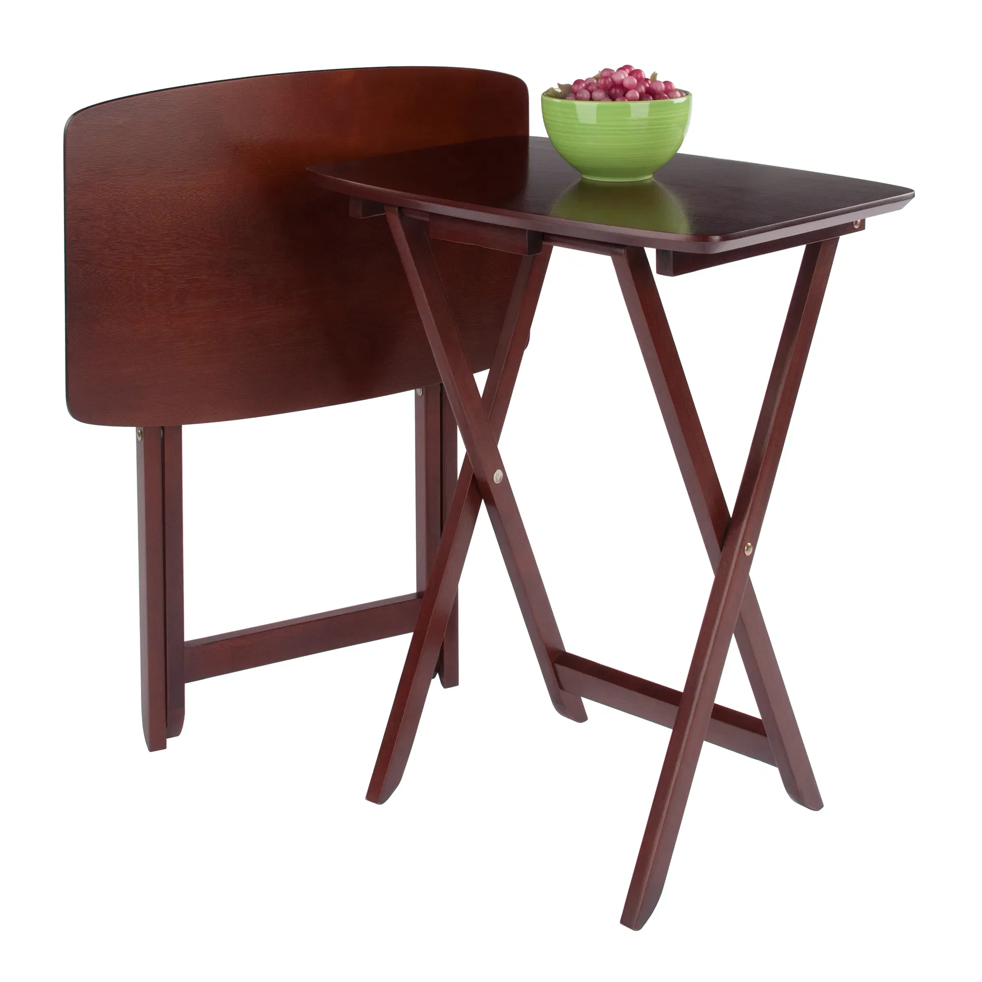 Solid Wood Darlene 2-Pc Snack Table Set Walnut