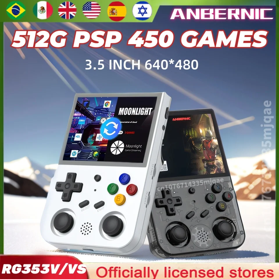 ANBERNIC RG353V Official Store Handheld Portable Video Game Consoles 3.5 INCH Android 11 Linux OS Retro Player 512G PSP Gift